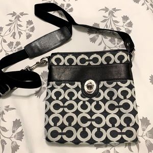 Coach black with white C crossbody bag